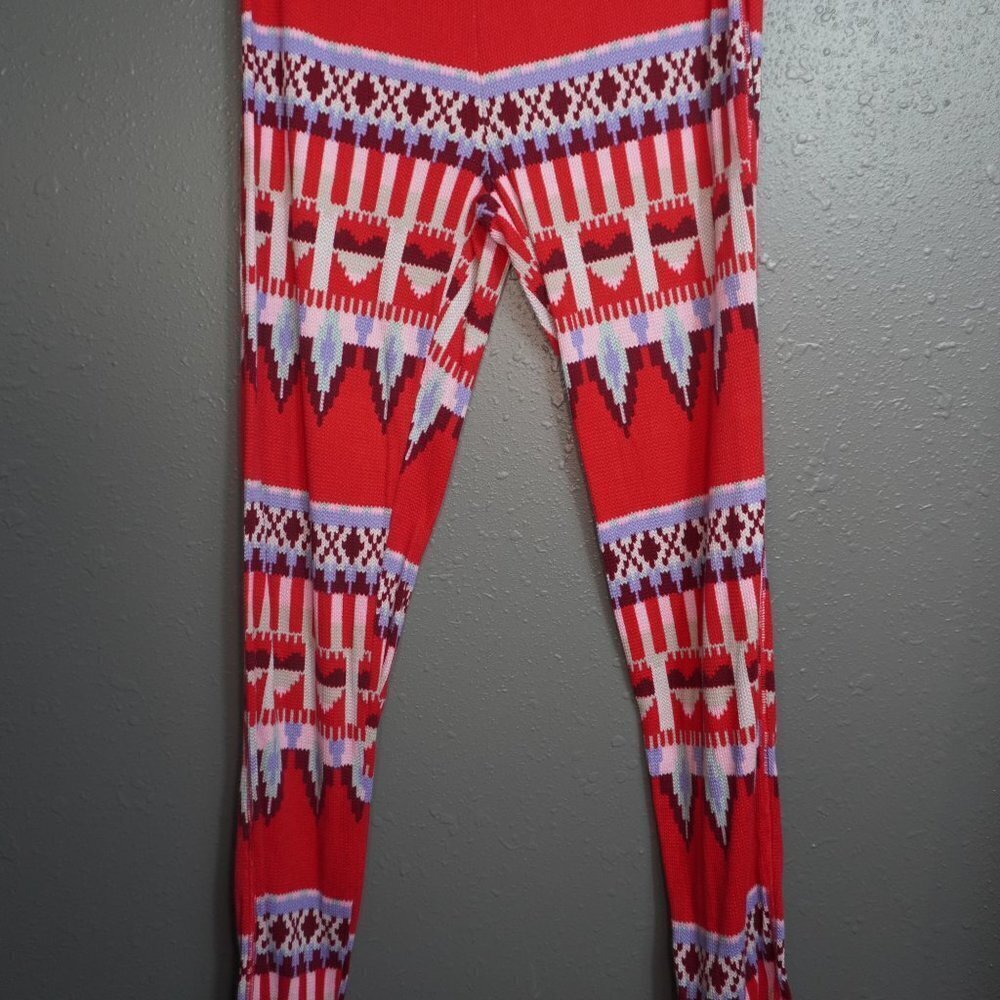 Victorias Secret Womens Fireside Thermal Red Fairisle Pajama Set Size Small - Picture 3 of 12